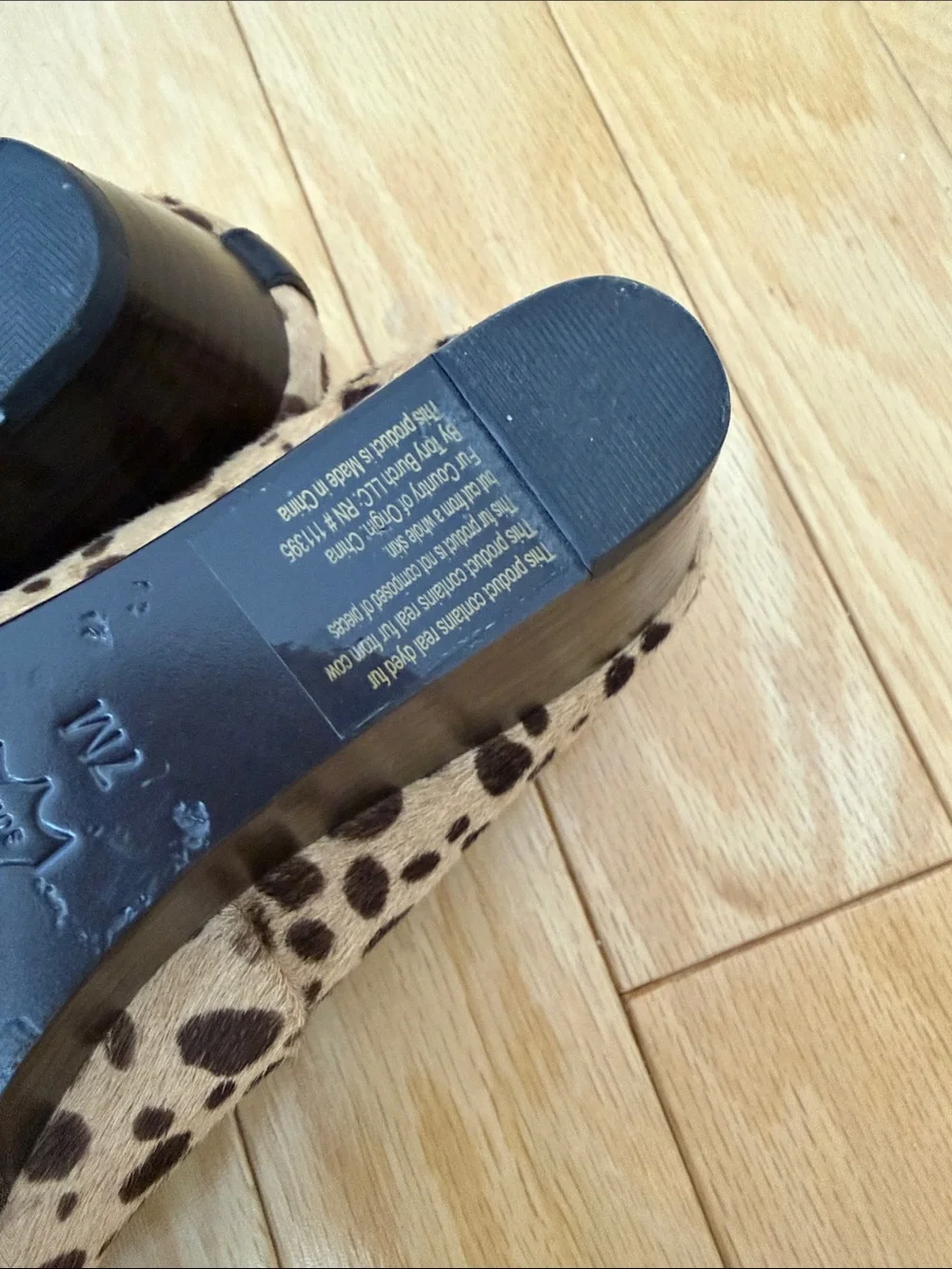 Tory Burch Leopard Calf Hair Ballet Flats with Gold Logo